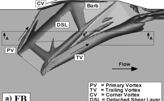 Numerical modeling of flow around barb